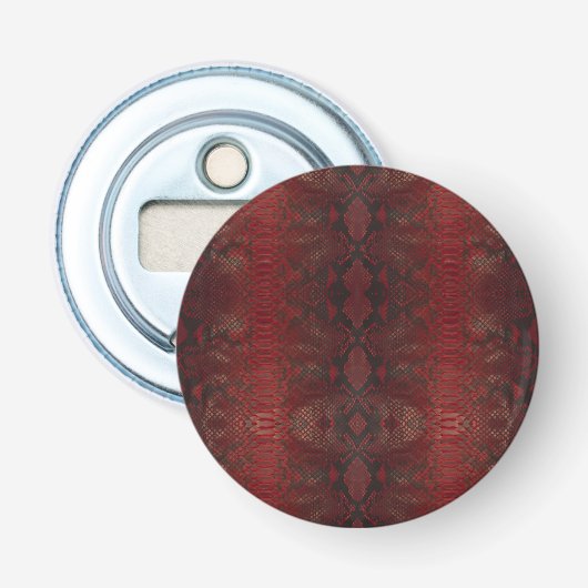 Rood en Zwart Python Print Button Flesopener (Voorkant)