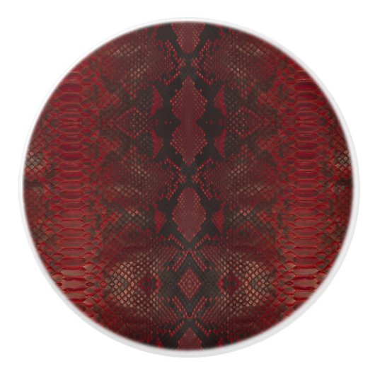 Rood en Zwart Python Print Keramische Knop (Voorkant)