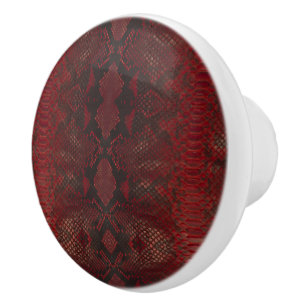Rood en Zwart Python Print Keramische Knop
