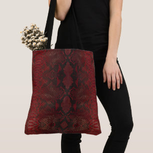 Rood en Zwart Python Print Tote Bag