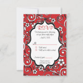 Rood en zwart Quinceañera RSVP-kaart Kaart (Voorkant)