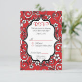 Rood en zwart Quinceañera RSVP-kaart Kaart (Staand voorkant)