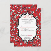 Rood en zwart Quinceañera RSVP-kaart Kaart (Voorkant / Achterkant)