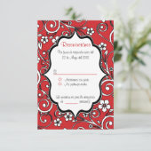 Rood en zwart Quinceañera Spaanse RSVP-kaart Kaart (Staand voorkant)