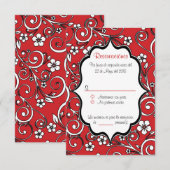 Rood en zwart Quinceañera Spaanse RSVP-kaart Kaart (Voorkant / Achterkant)