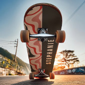 Rood en Zwart Retro Modern Abstract Marmer Werveli Persoonlijk Skateboard
