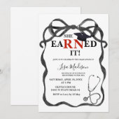 Rood en Zwart RN Nurse Graduation Party Kaart (Voorkant / Achterkant)