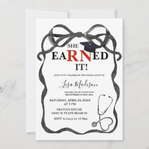 Rood en Zwart RN Nurse Graduation Party Kaart