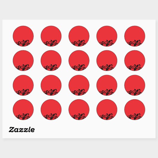 rood en zwart ronde sticker (Vel)