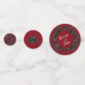Rood en zwart Roos Gothic Wedding Confetti (Voorkanten)