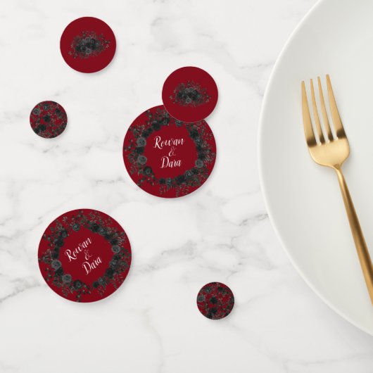 Rood en zwart Roos Gothic Wedding Confetti (Groep)