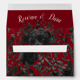 Rood en zwart Roos Gothic Wedding Enveloppen