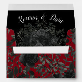 Rood en zwart Roos Gothic Wedding Enveloppen