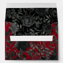Rood en zwart Roos Gothic Wedding Enveloppen