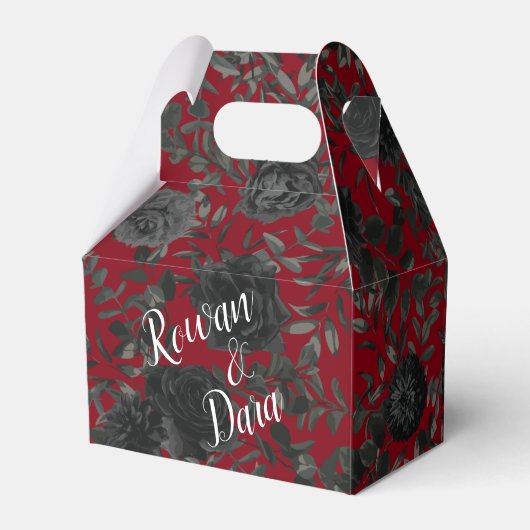 Rood en zwart Roos Gothic Wedding for Box Bedankdoosjes (Achterkant)
