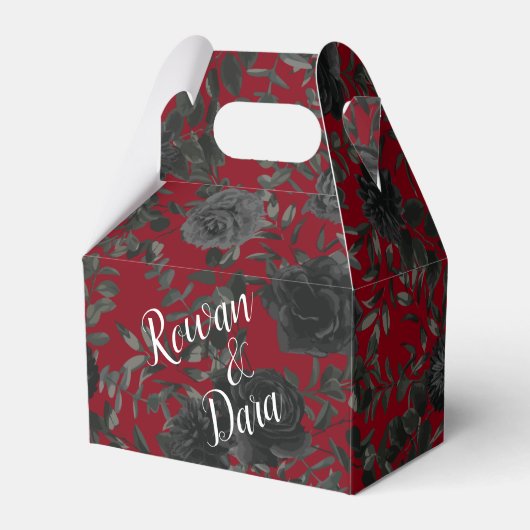 Rood en zwart Roos Gothic Wedding for Box Bedankdoosjes (Voorkant Zijde)