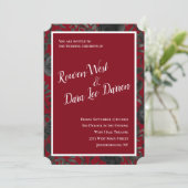 Rood en zwart Roos Gothic Wedding Invitations Kaart (Staand voorkant)