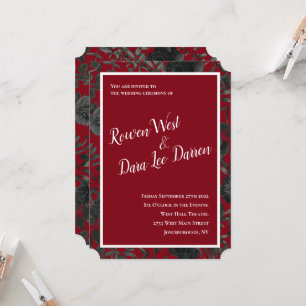 Rood en zwart Roos Gothic Wedding Invitations Kaart