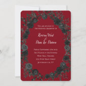 Rood en zwart Roos Gothic Wedding Invitations Kaart (Voorkant)