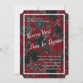 Rood en zwart Roos Gothic Wedding Invitations Kaart (Voorkant)