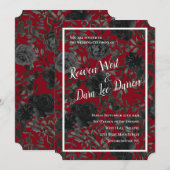 Rood en zwart Roos Gothic Wedding Invitations Kaart (Voorkant / Achterkant)