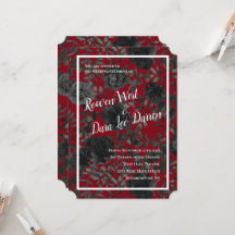 Rood en zwart Roos Gothic Wedding Invitations