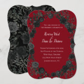 Rood en zwart Roos Gothic Wedding Invitations Kaart (Voorkant / Achterkant)