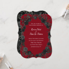 Rood en zwart Roos Gothic Wedding Invitations Kaart