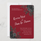 Rood en zwart Roos Gothic Wedding Invitations Kaart (Voorkant)