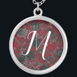 Rood en zwart Roos Gothic Wedding Monogram Zilver Vergulden Ketting<br><div class="desc">Onze donkere en rode roos gothische bruiloft ketting bruidmaidgeschenken worden gemaakt om het Gothic Red en Black Roos Wedding Collectie uit te spelen. Donker zwart en diep rood contrast met een overvloed aan donkere bloemmotieven. Het de doopvontmonogram van het manuscript leent aan een artistieke blik die goed met gotische stijl...</div>
