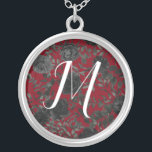 Rood en zwart Roos Gothic Wedding Monogram Zilver Vergulden Ketting<br><div class="desc">Onze donkere en rode roos gothische bruiloft ketting bruidmaidgeschenken worden gemaakt om het Gothic Red en Black Roos Wedding Collectie uit te spelen. Donker zwart en diep rood contrast met een overvloed aan donkere bloemmotieven. Het de doopvontmonogram van het manuscript leent aan een artistieke blik die goed met gotische stijl...</div>