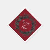 Rood en zwart Roos Gothic Wedding Napkins Servet (Hoek)