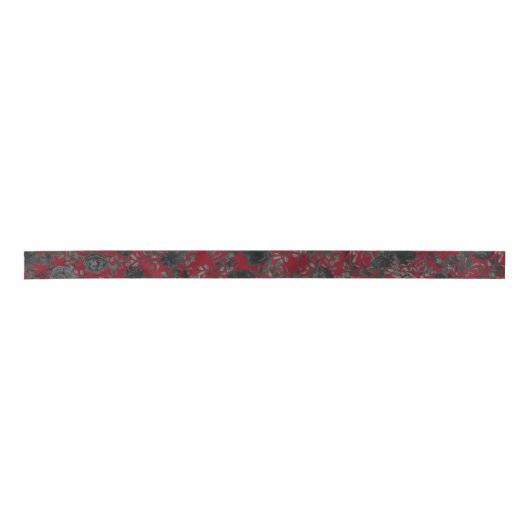 Rood en zwart Roos Gothic Wedding Ribbon Satijnen Lint (Voorkant)