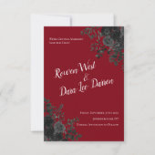Rood en zwart Roos Gothic Wedding Save the Date Kaart (Voorkant)