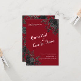 Rood en zwart Roos Gothic Wedding Save the Date Kaart