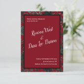 Rood en zwart Roos Gothic Wedding Save the Date Kaart (Staand voorkant)