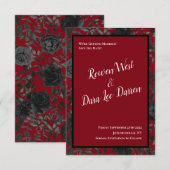 Rood en zwart Roos Gothic Wedding Save the Date Kaart (Voorkant / Achterkant)