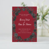 Rood en zwart Roos Gothic Wedding Save the Date Kaart (Staand voorkant)