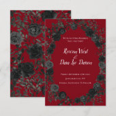 Rood en zwart Roos Gothic Wedding Save the Date Kaart (Voorkant / Achterkant)