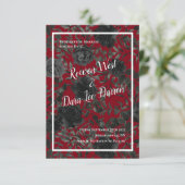 Rood en zwart Roos Gothic Wedding Save the Date Kaart (Staand voorkant)