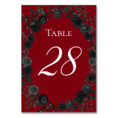 Rood en zwart Roos Gothic Wedding Table Numbers Kaart (Voorkant)