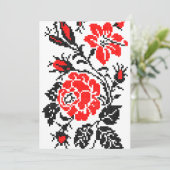 Rood en zwart Roos kruisstikken Russisch Patroon (Staand voorkant)