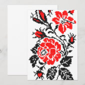 Rood en zwart Roos kruisstikken Russisch Patroon (Voorkant / Achterkant)