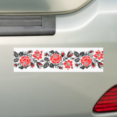 Rood en zwart Roos kruisstikken Russisch Patroon Bumpersticker (Op auto)