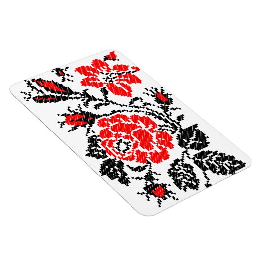 Rood en zwart Roos kruisstikken Russisch Patroon Magneet (Rechterzijde)