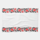 Rood en zwart Roos kruisstikken Russisch Patroon Theedoek (Horizontaal)
