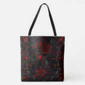 Rood en zwart Roos ontwerp Tote Bag (Voorkant)