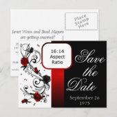 Rood en zwart Roos Save the Date Briefkaart (Voorkant / Achterkant)