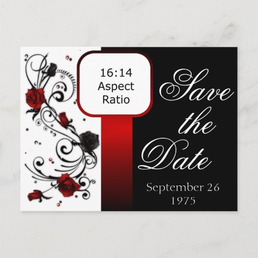 Rood en zwart Roos Save the Date Briefkaart (Voorkant)