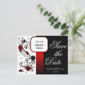 Rood en zwart Roos Save the Date Briefkaart (Staand voorkant)